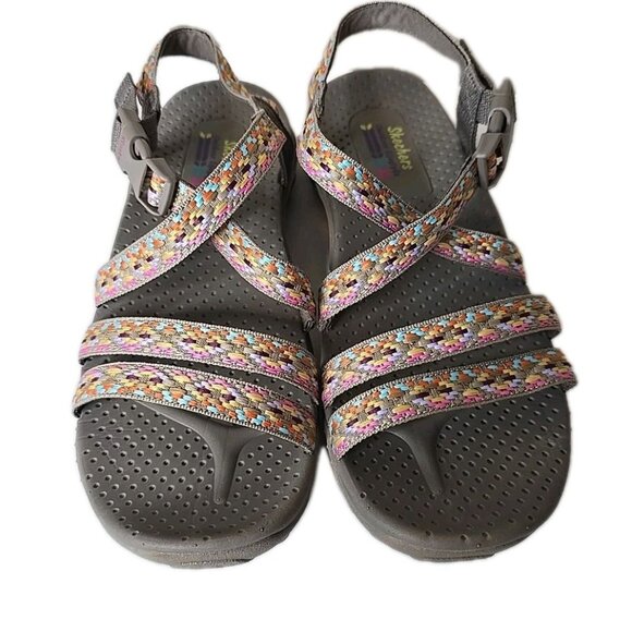 Skechers NWOB Women's Reggae Dream Weaver Taupe Multi Sandals Size 7 NEW - Picture 1 of 7
